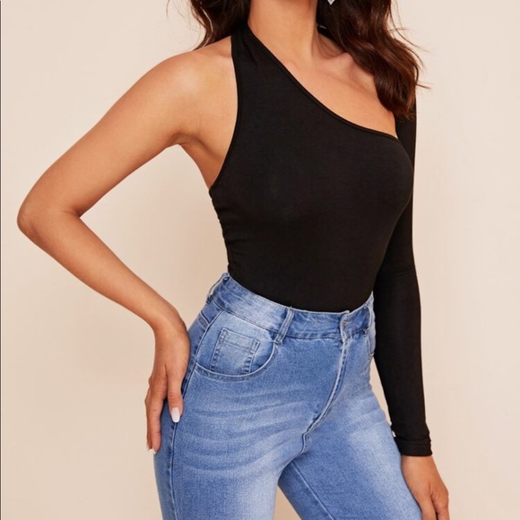 Black asymmetrical bodysuit - Picture 4 of 5